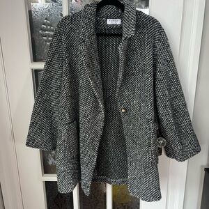 Via Vitale Gray and White Coat | Made In Italy | Size Large